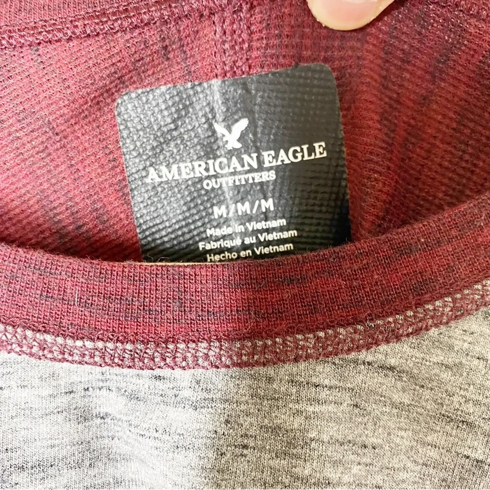 American Eagle Outfitters AEO Maroon Gray Crew Neck Raglan Long Sleeves M - Picture 8 of 10